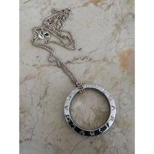 BVLGARI 925 Sterling Silver Key Ring / Pendant / 29.5” Sterling Chain
